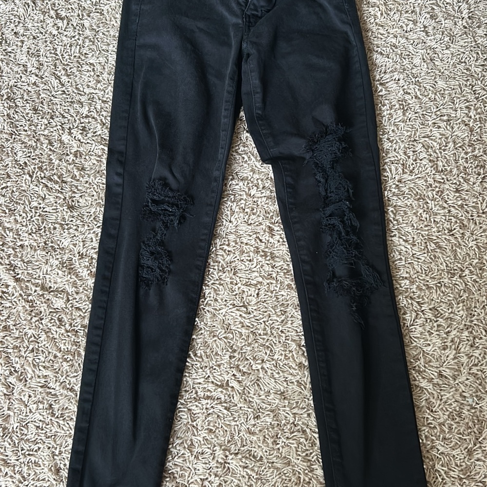 American Eagle Outfitters Black Skinny Distressed Jeans